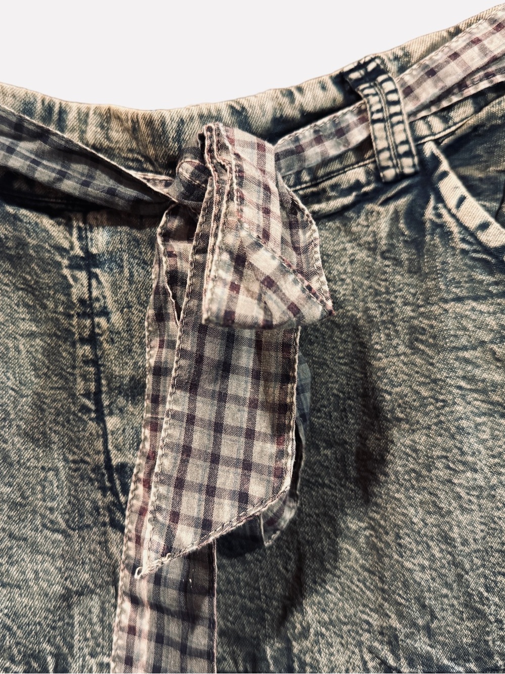 Young Threads Tiered Patchwork Maxi Skirt in Denim Blue and Earth Tones - Picture 3 of 6